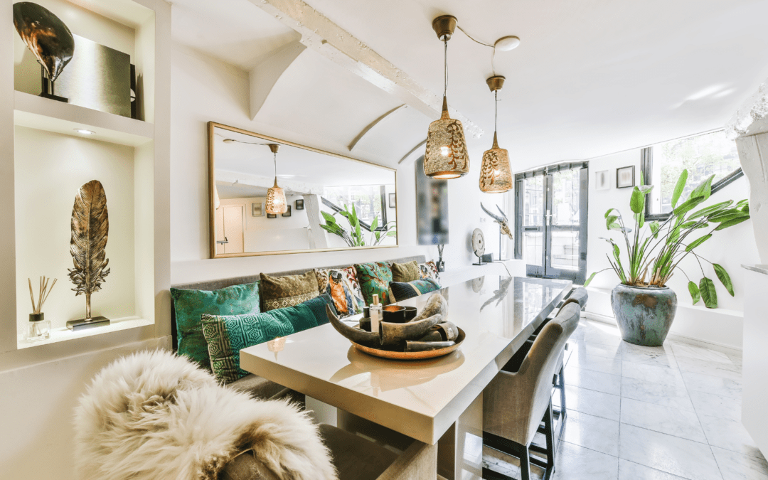 Neutrallly decorated room bright with natural light