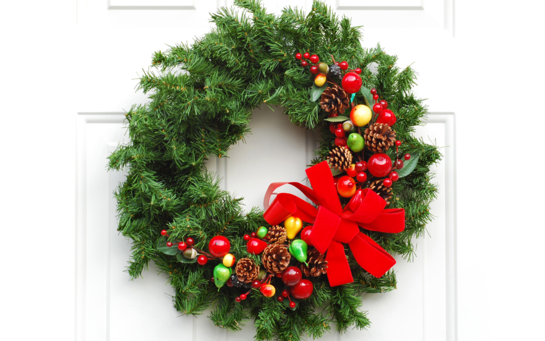 christmas wreath on door