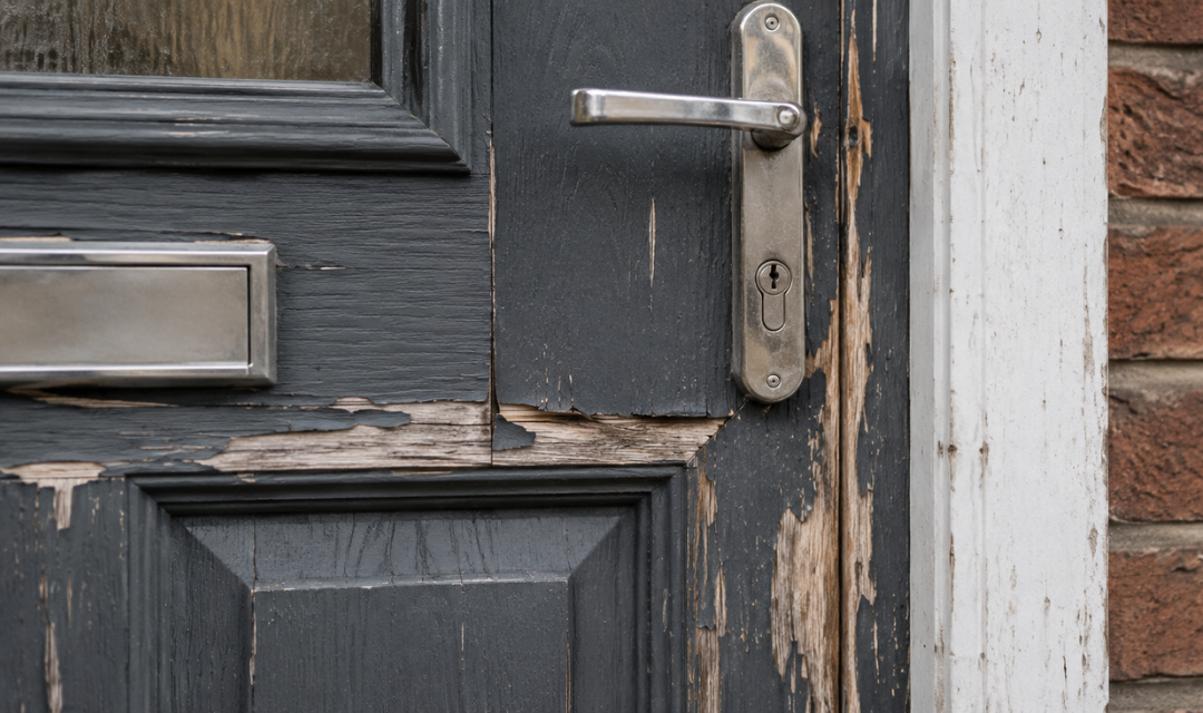 A damaged front door that is a sign that your front door needs replacing